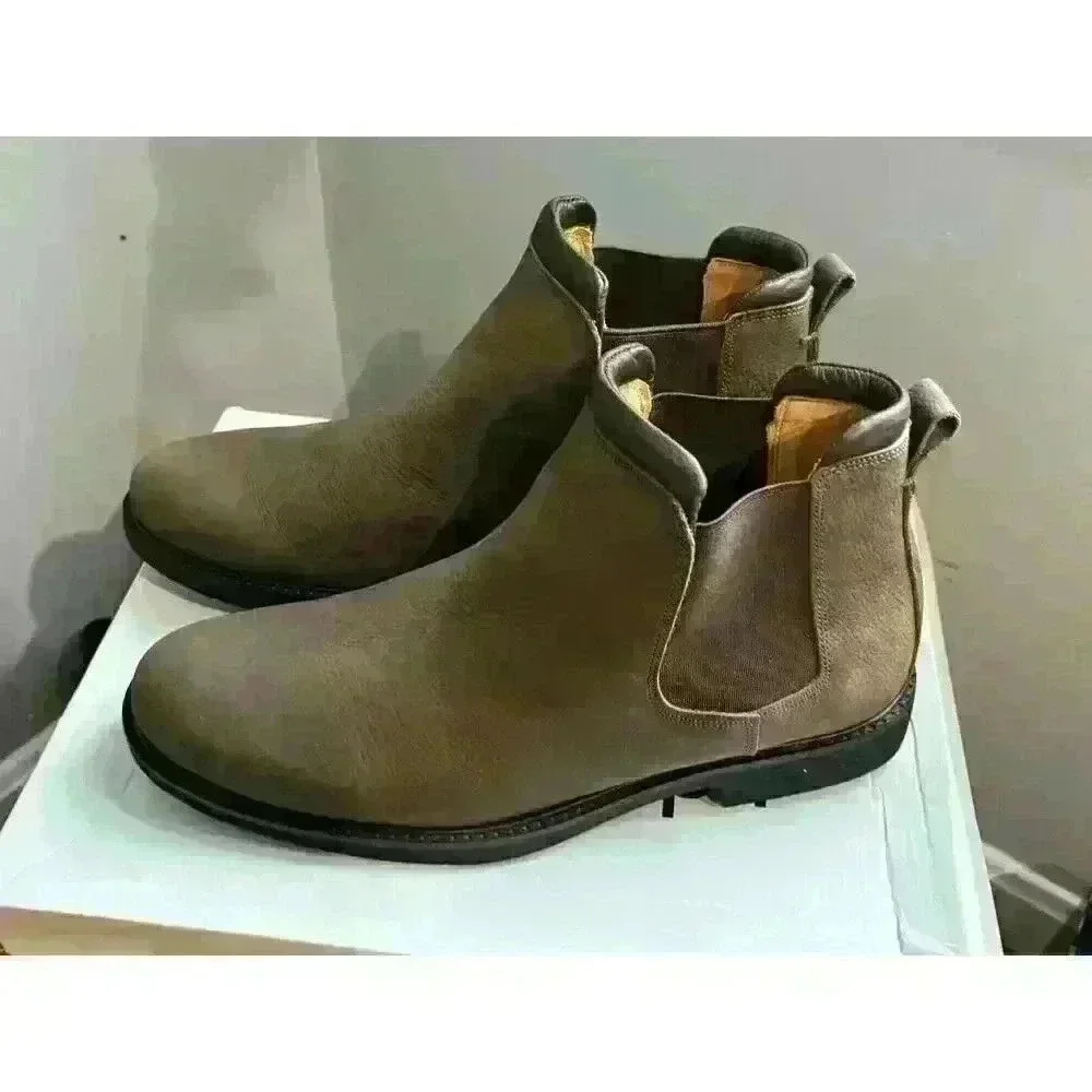 MJNY by Marc Joseph NY Austin Chelsea Boot Truffle Washed Grainy Sz 10 / EU 43.5